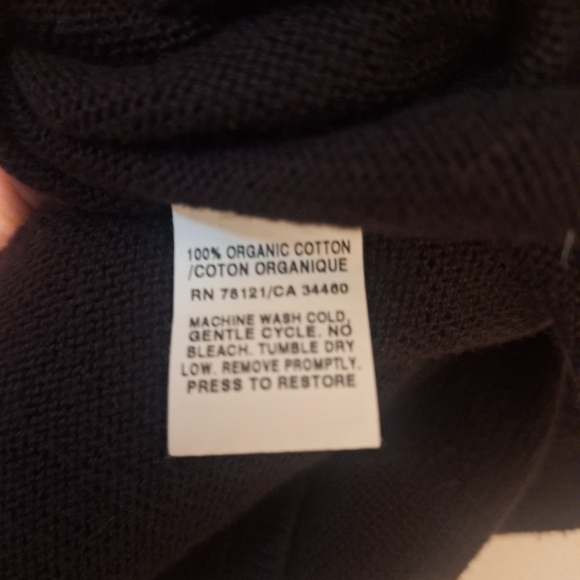 Eileen Fisher Peruvian Organic Cotton Tied Collar Hidden Snap Front Cardigan - Picture 8 of 8